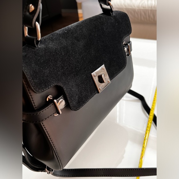 Leather and suede bag classic satchel shape design, made in Italy - Picture 2 of 15